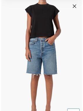 NWT AGOLDE LONG DENIM CUT OFF SHORTS IN RUIN SZ 31